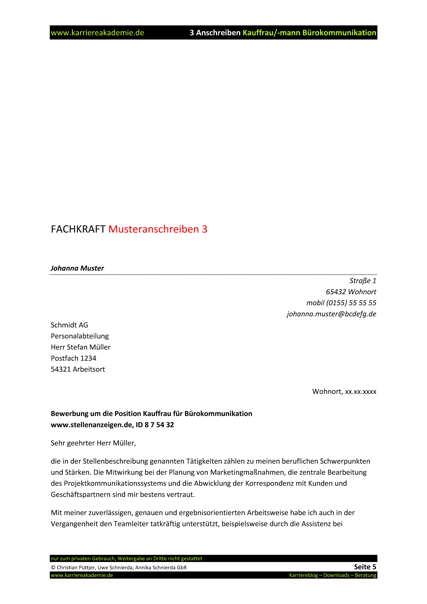 3 x Anschreiben Kaufmann Kauffrau Bürokommunikation ...