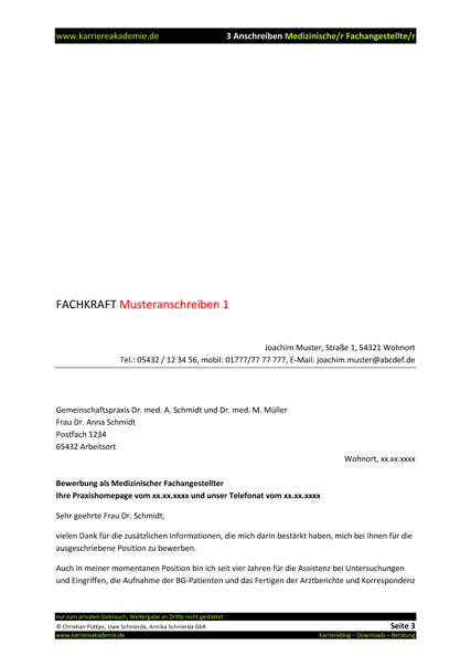 3 X Anschreiben Medizinische Fachangestellte Medizinischer Fachangestellter Karriereakademie