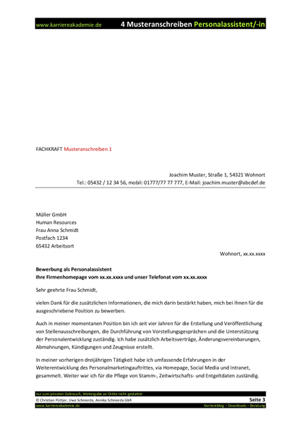 Anschreiben Personalentwicklung