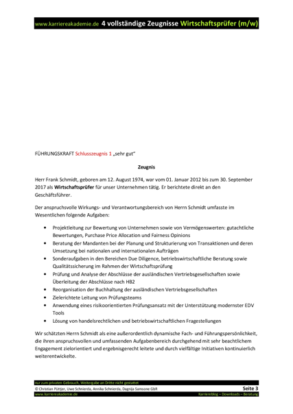 4 x Arbeitszeugnis: WirtschaftsprÃ¼fer (m/w) | Karriereakademie