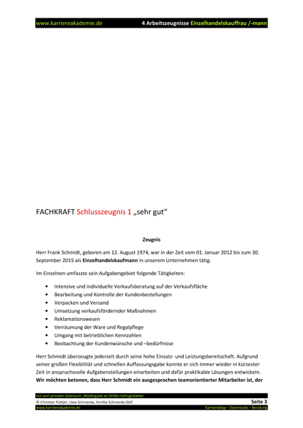 4 X Arbeitszeugnis Einzelhandelskaufmann Einzelhandelskauffrau