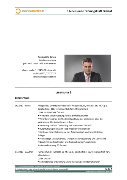 5 X Lebenslauf Leiter Einkauf M W Karriereakademie