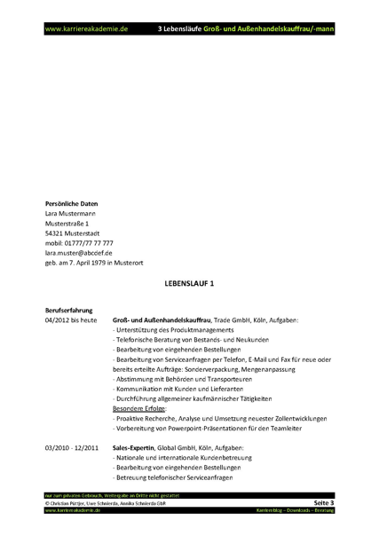 3 X Lebenslauf Groß Und Außenhandelskaufmann Außenhandelskauffrau