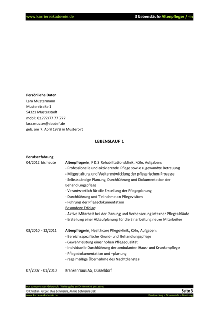 3 X Lebenslauf Altenpflegerin Altenpfleger Karriereakademie
