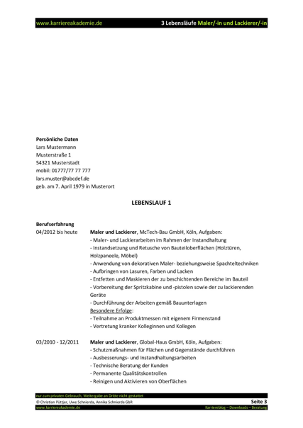 Bewerbung Maler In Und Lackierer In Azubi Sofort Download