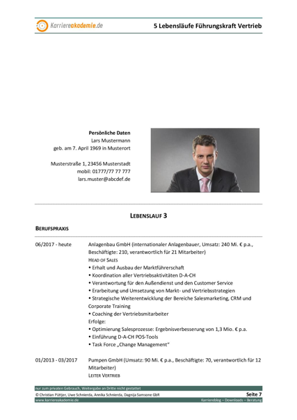 5 X Lebenslauf Leiter Vertrieb M W Karriereakademie