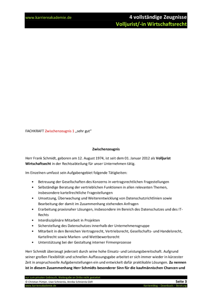 4 x Zwischenzeugnis Volljurist Wirtschaftsrecht (m/w/d) | Karriereakademie