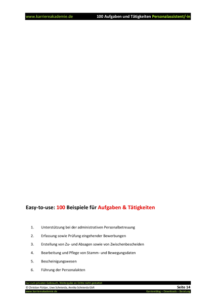 4 X Anschreiben Personalassistent M W Karriereakademie
