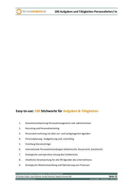 5 X Lebenslauf Leiter Personal M W Karriereakademie