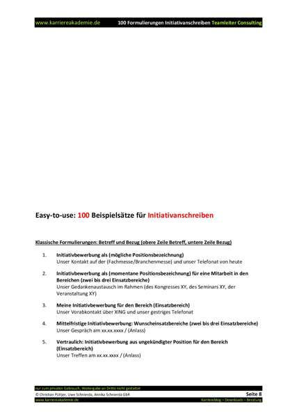 4 X Initiativanschreiben Muster Teamleiter It Consultant Karriereakademie
