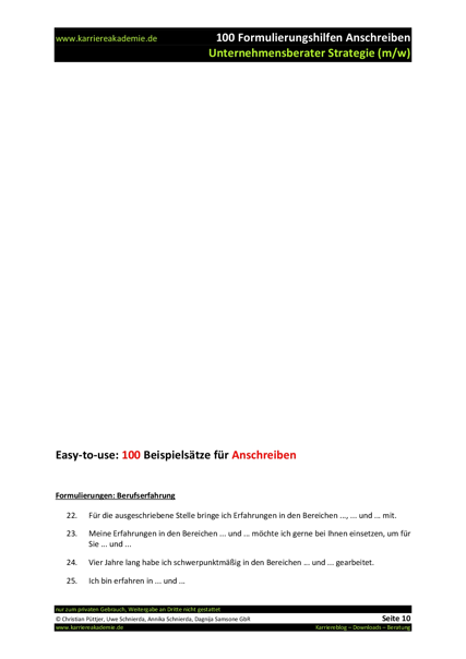 4 X Anschreiben Unternehmensberater Strategie M W