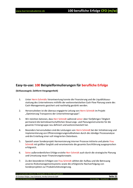4 X Arbeitszeugnis Cfo Chief Financial Officer Mw Karriereakademie