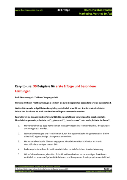 6 X Praktikumszeugnis Muster Wirtschaftswissenschaften Marketing Und Vertrieb Karriereakademie