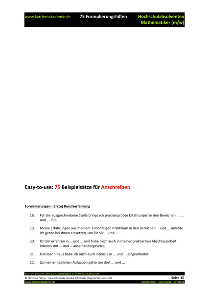 4 x Anschreiben Absolvent Mathematik (m/w) | Karriereakademie