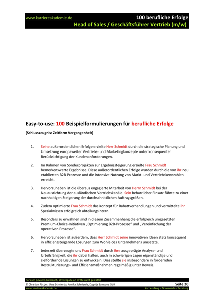 4 X Arbeitszeugnis Geschäftsführer Vertrieb Head Of Sales Mw
