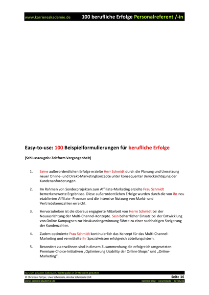 4 X Arbeitszeugnisse Muster Personalreferentin Karriereakademie
