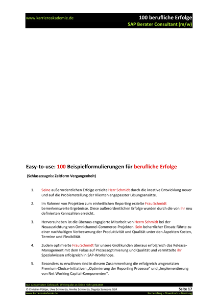 4 X Arbeitszeugnis Sap Berater Consultant Karriereakademie