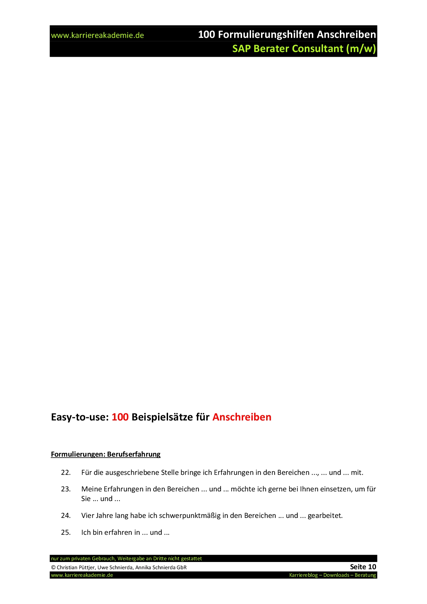 4 X Anschreiben Sap Berater Consultant Karriereakademie