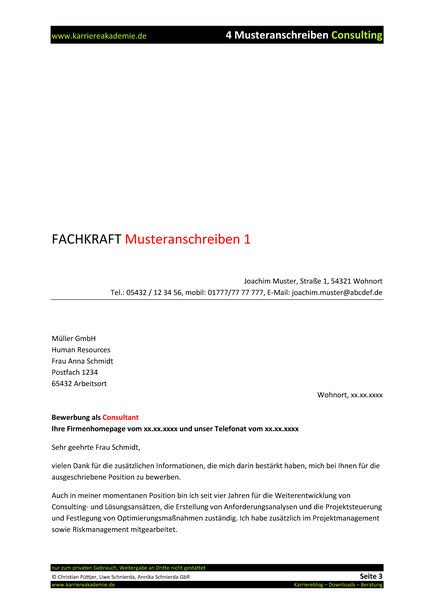Anschreiben Consultant