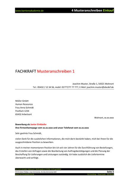 4 X Anschreiben Junior Einkaufer M W Karriereakademie