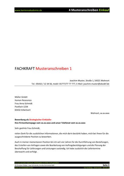 4 X Anschreiben Strategischer Einkaufer M W Karriereakademie